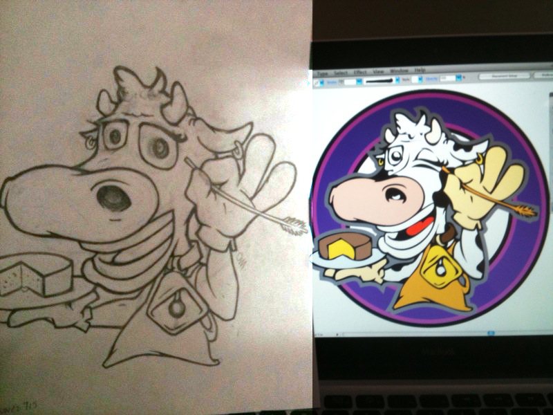 Nancy the Cow — pencil sketch to finished character